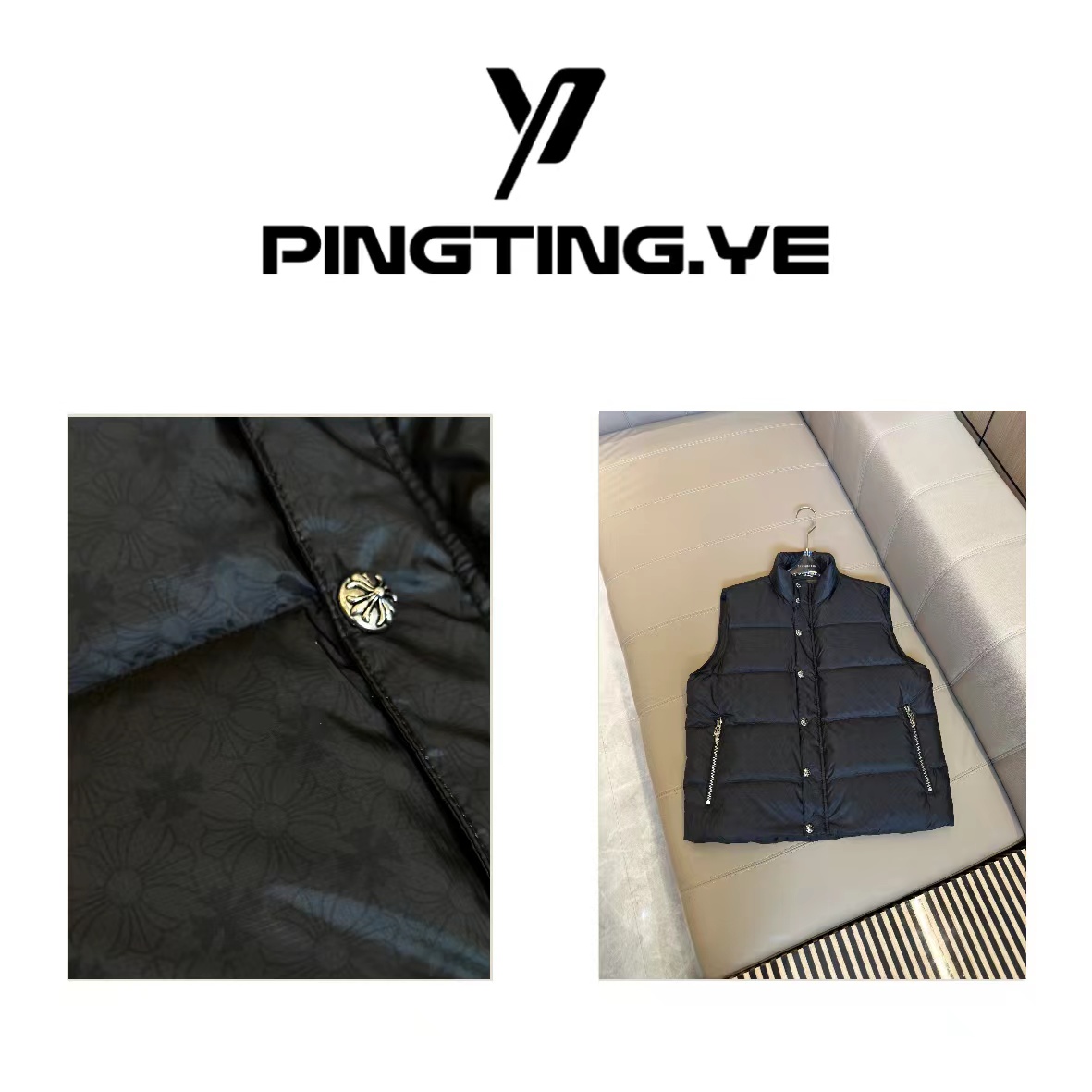 【叶娉婷】2023冬季鸭绒暗纹提花时尚小众洋气百搭马甲外套PT8876N