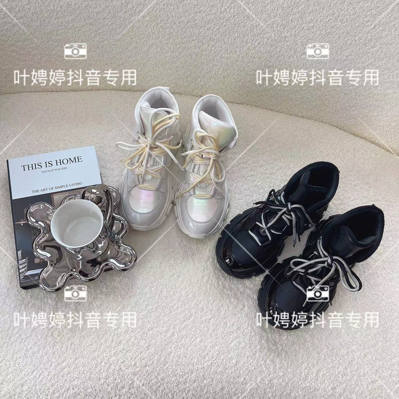 新款厚底休闲百搭秋冬时尚增高亮面舒适老爹鞋运动鞋