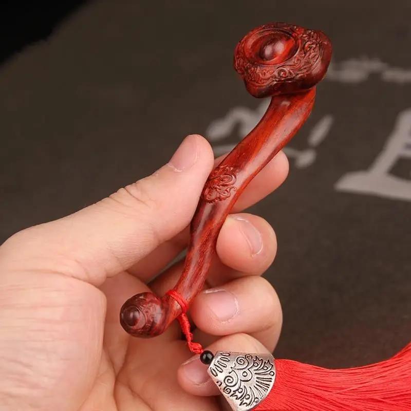 小叶紫檀文玩如意手把件真品男士个性招财随身红木工艺把玩件