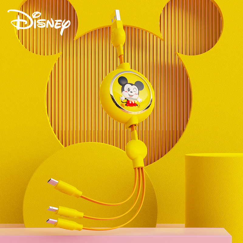 Disney/迪士尼三头数据线适用于苹果安卓typec手机一拖三充电线