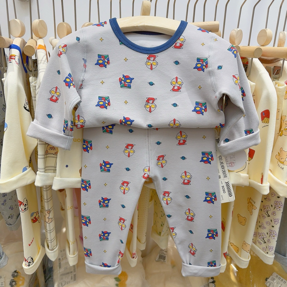 丸子十BBJ-6070-儿童韩系灰底奥特曼家居服套装（冬款）