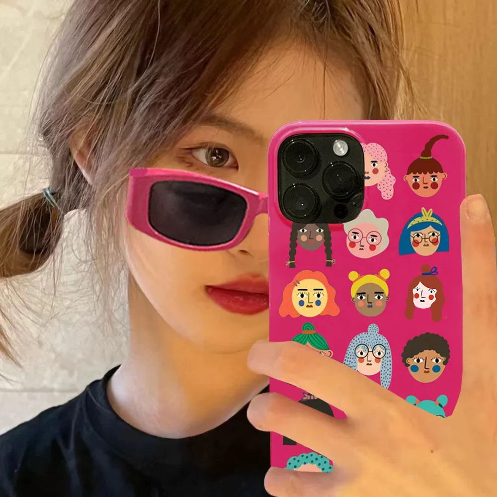 ins风欧美辣妹头像苹果14手机壳iPhone13promax荧光绿12/11/xr/x