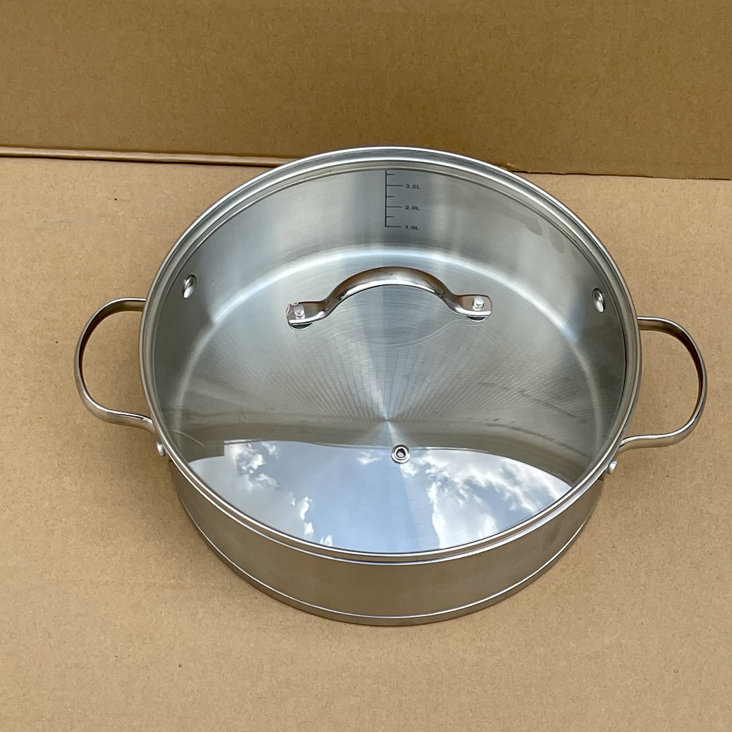 T016 外贸26cm火锅不锈钢大汤锅加厚复底炖煮煲汤锅厨具家用厨房