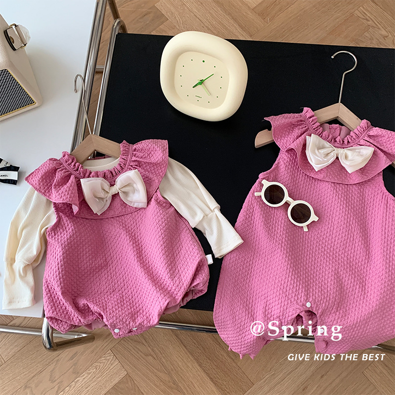 【清仓】婴幼儿秋装连体哈衣超萌包屁衣公主女宝宝套装蝴蝶结爬服