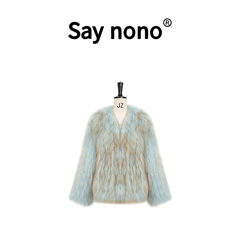 【懒猫nono】Say nono★编织大衣冬女装网红皮草貉子毛外套JW/22154