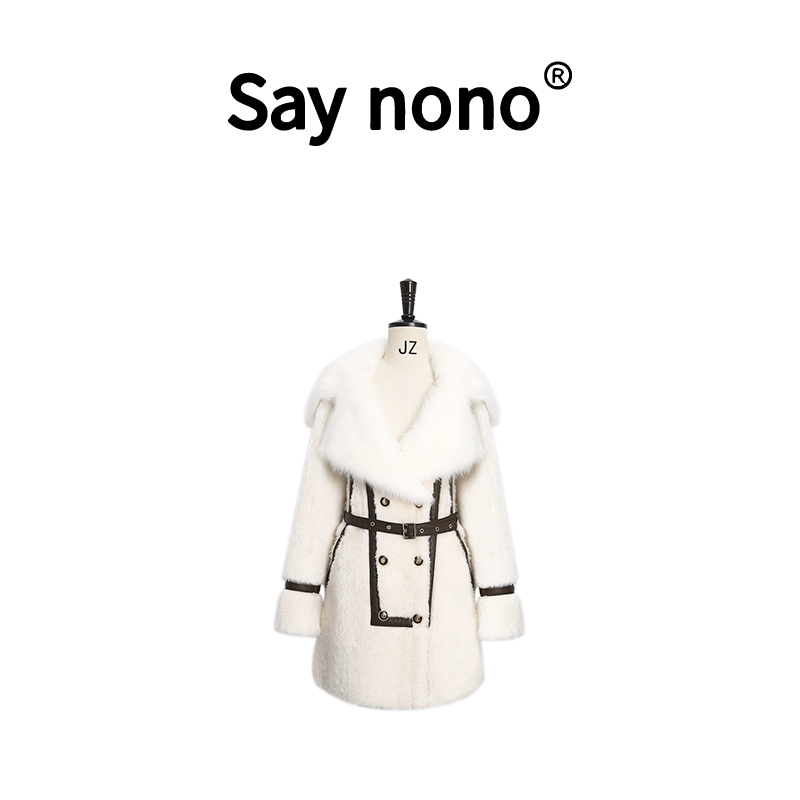 【懒猫nono】Say nono★皮草中长款修身保暖皮毛一体女外套YZ/S3105