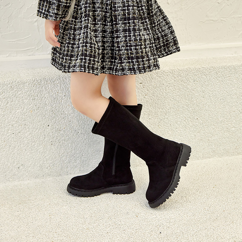 回力瑞女童长筒靴子中大童加绒二棉公主时尚长靴冬季韩版马丁靴潮