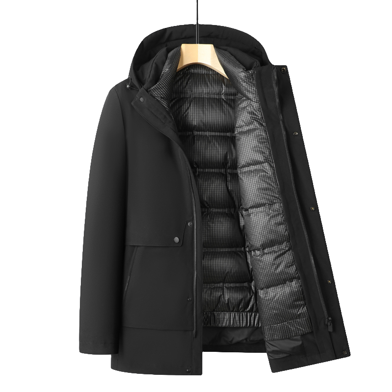 冬季男士中长款中年羽绒服可脱卸内胆一衣三穿鹅绒服爸爸冬外套