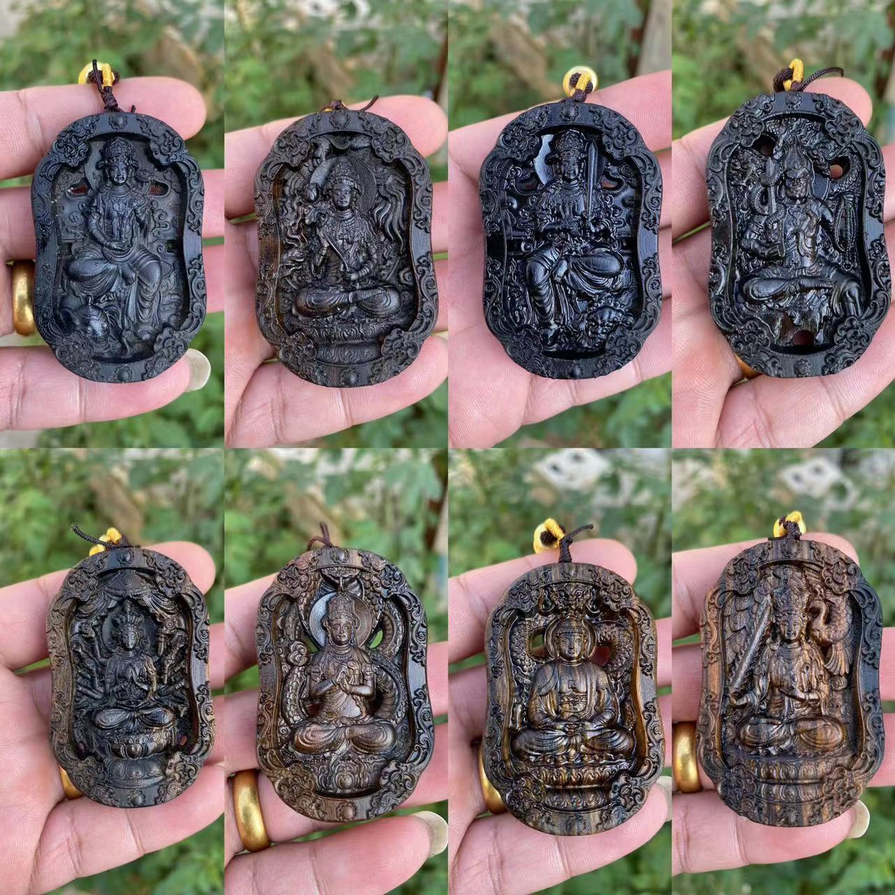 八大守护神46双面挂件新版正区达拉干沉香木天然原木精工雕刻挂件