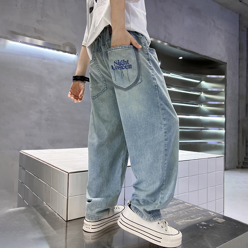 男童裤子夏季薄款2024新款儿童夏款牛仔裤中大童夏装防蚊裤潮