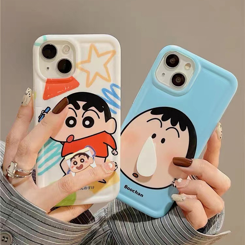 卡通风蜡笔小新旋转iPhone14promax苹果13手机壳12情侣11软壳XR/X