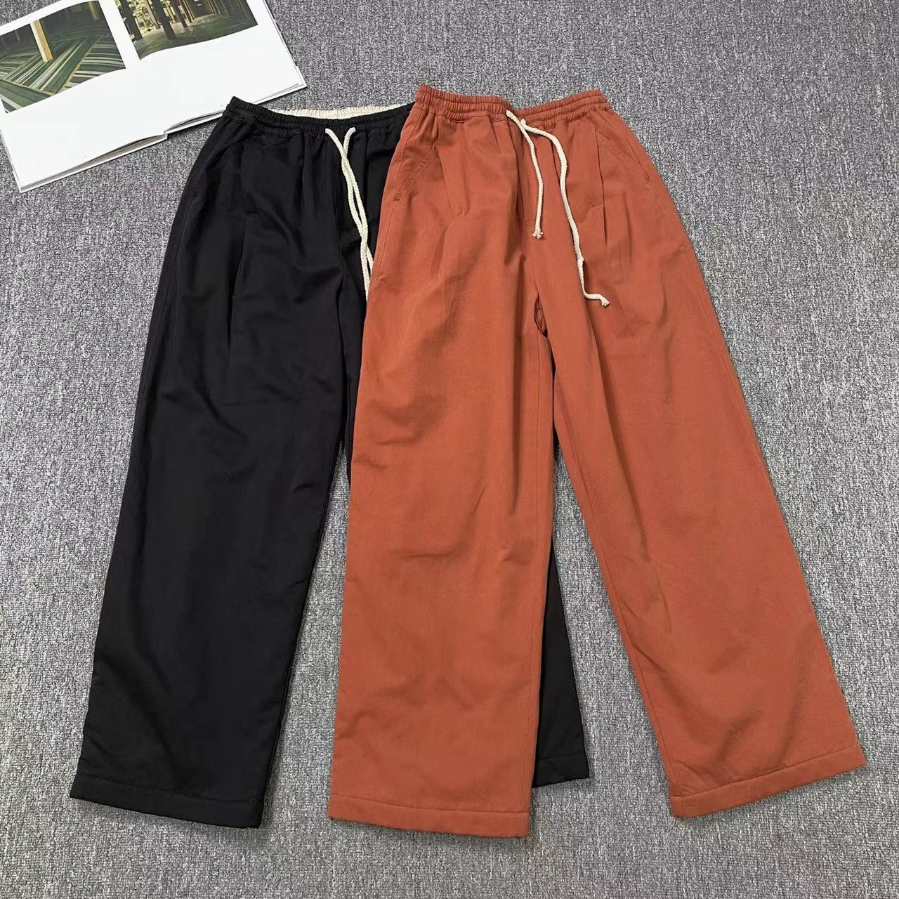 82057余小鱼 两色抽绳松紧腰纯色韩系百搭小众加绒加厚休闲裤女装