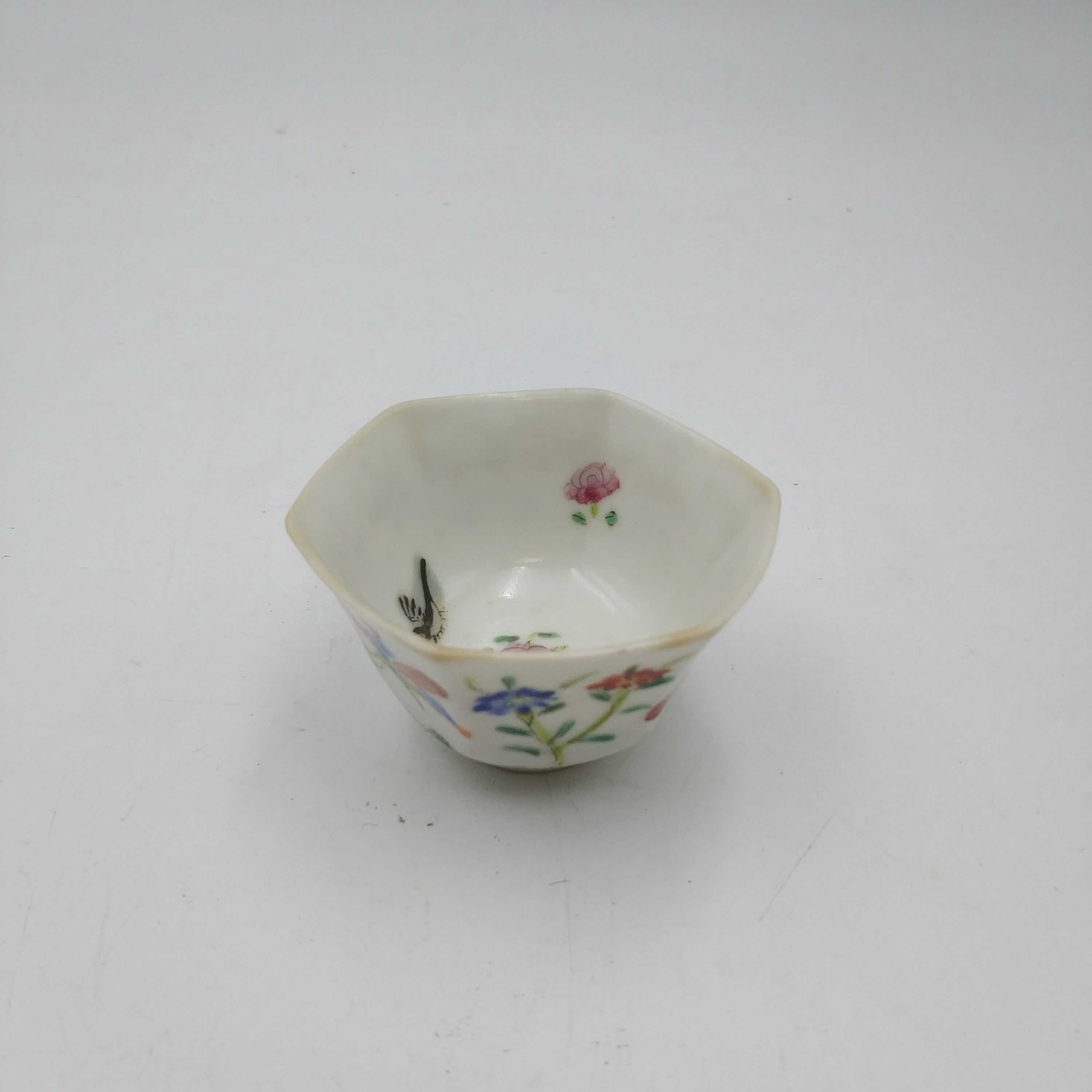 古董 粉彩花鸟小杯清同治/收藏/绣花张/艺术/传承
