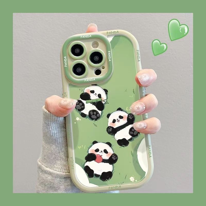 卡通可爱熊猫透明泡芙手机壳适用于苹果/华为/OPPO/VIVO/小米软壳