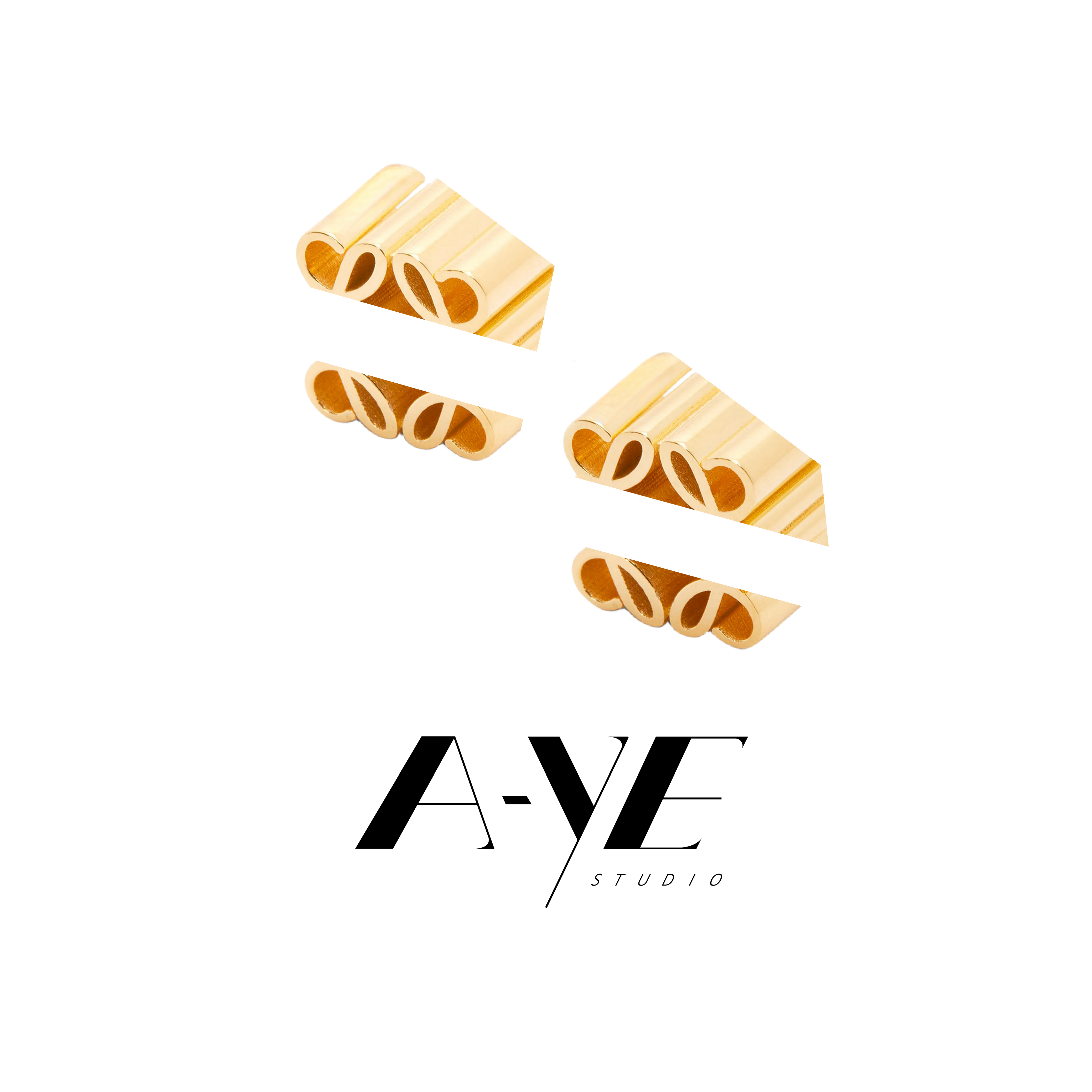 铜合金耳饰 元 - 字母L 金属小月饼耳钉 气质时尚百搭法式小众ins