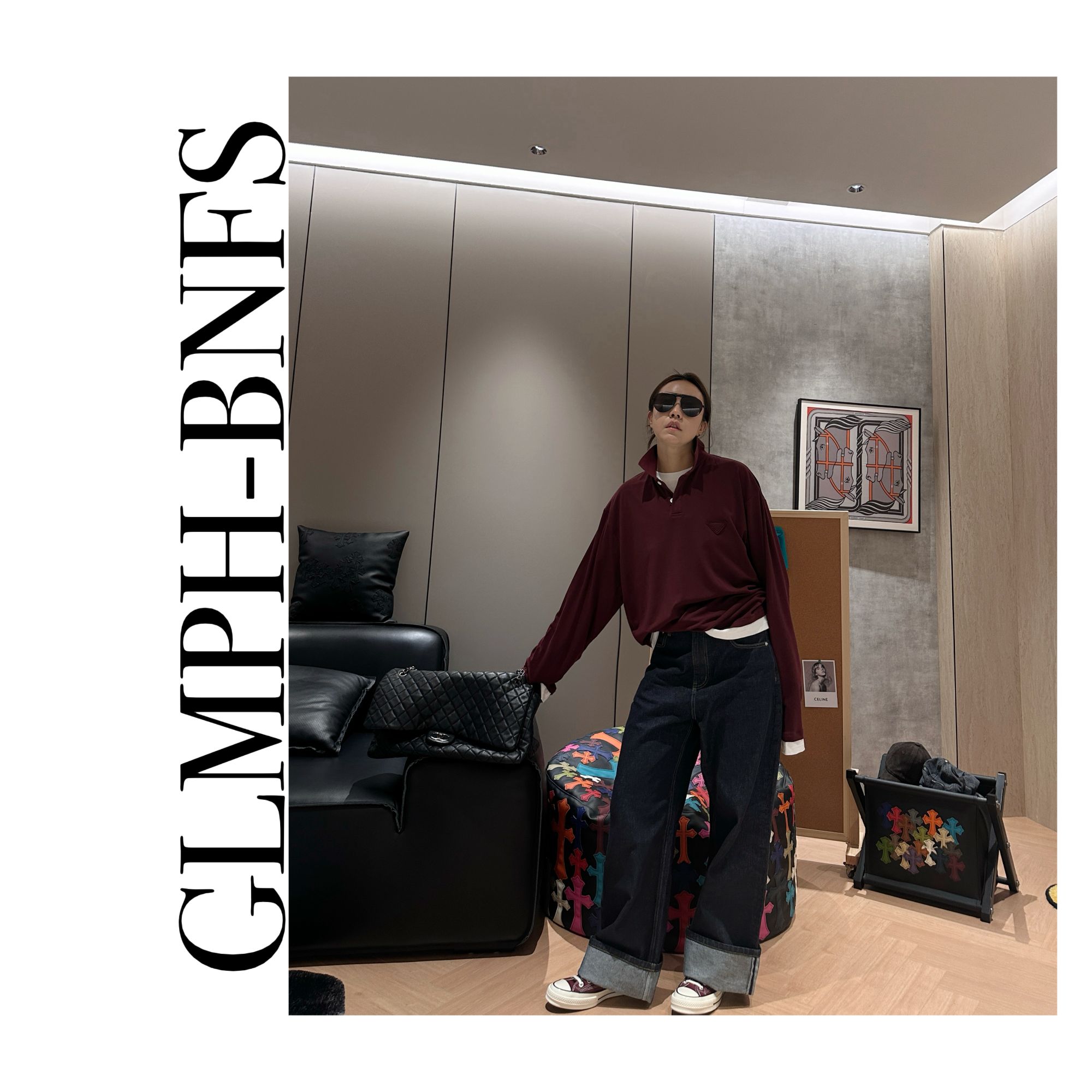 GLMPH-BNFS【三角羊毛】（假两件）宽松翻领长袖宽松休闲百搭上衣-587