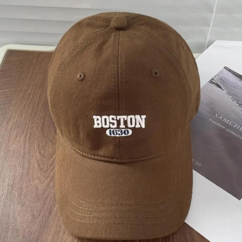 韩版大头围鸭舌帽女美式帽子百搭字母刺绣经典简约棒球帽男BOSTON