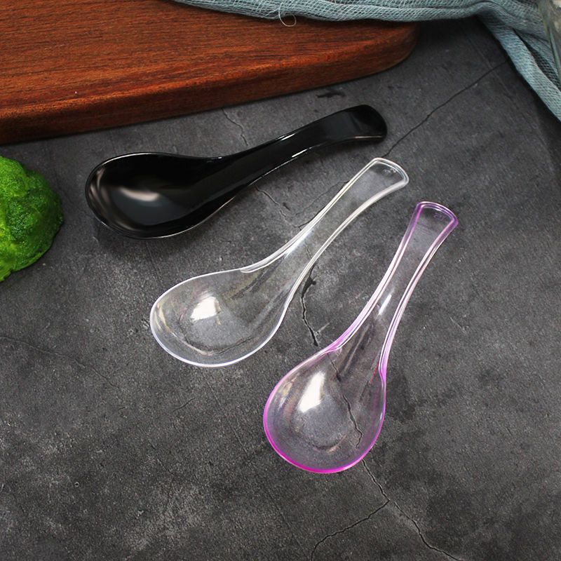 酒店商用一次性勺子独立加厚打包外卖快餐汤勺透明塑料水晶勺包邮