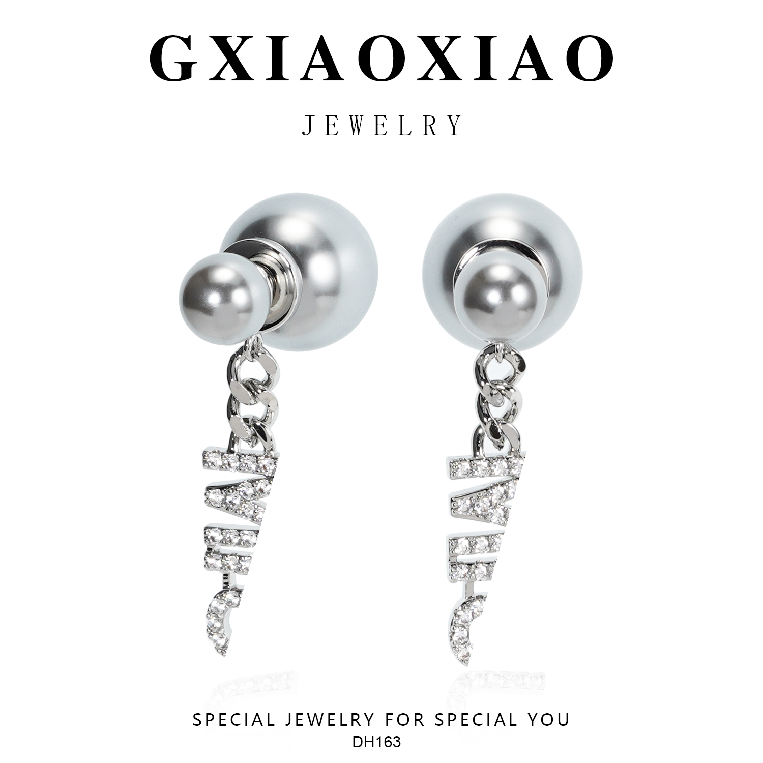 铜合金仿珍珠耳饰 GXX DH163 DH135 灰色珠子时尚设计感气质耳环