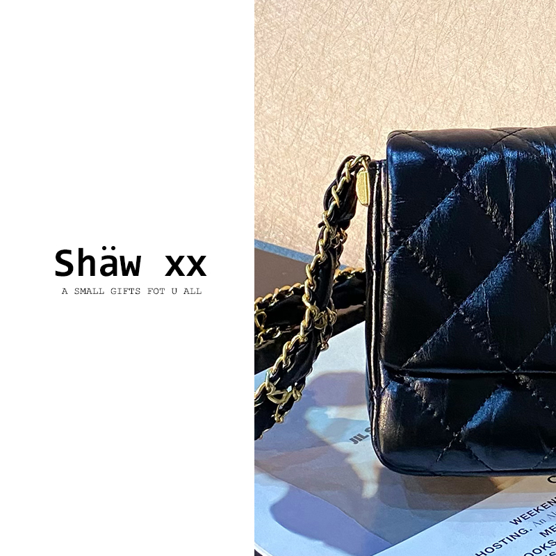 Shaw xx【趣味盎然】新款头层牛皮百搭高级菱格单肩小方包  8966#