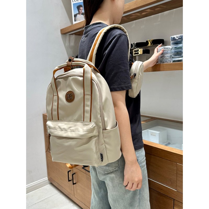 休闲牛津布双肩包女2023新款通勤女包14寸电脑背包防水学生书包潮