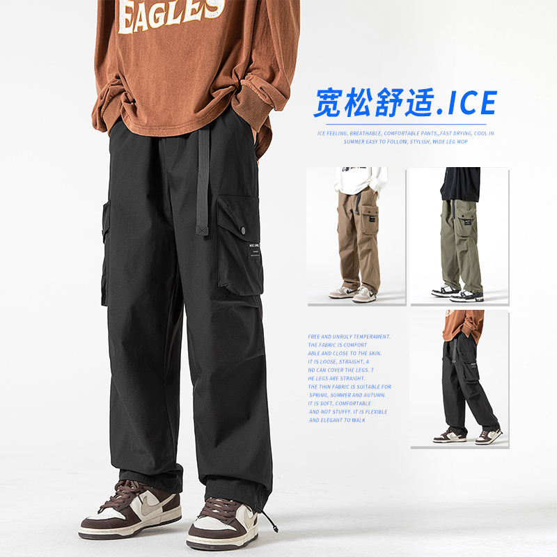 A面B面多口袋工装裤宽松户外长裤百搭户外阔腿宽松长裤百搭情侣款