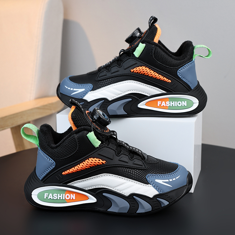 回力瑞男童鞋子秋冬季儿童运动鞋中大童二棉鞋皮面防水6-12岁潮款