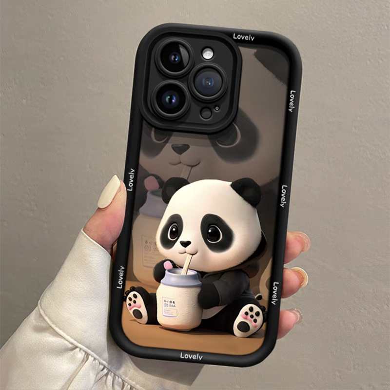富典奶瓶熊猫苹果15iPhone14华为mate60相框精孔高颜值防摔手机壳