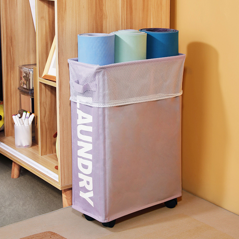 瑜伽垫收纳架家用健身地垫泡沫滚轴运动器材夹缝收纳筐收纳袋带轮