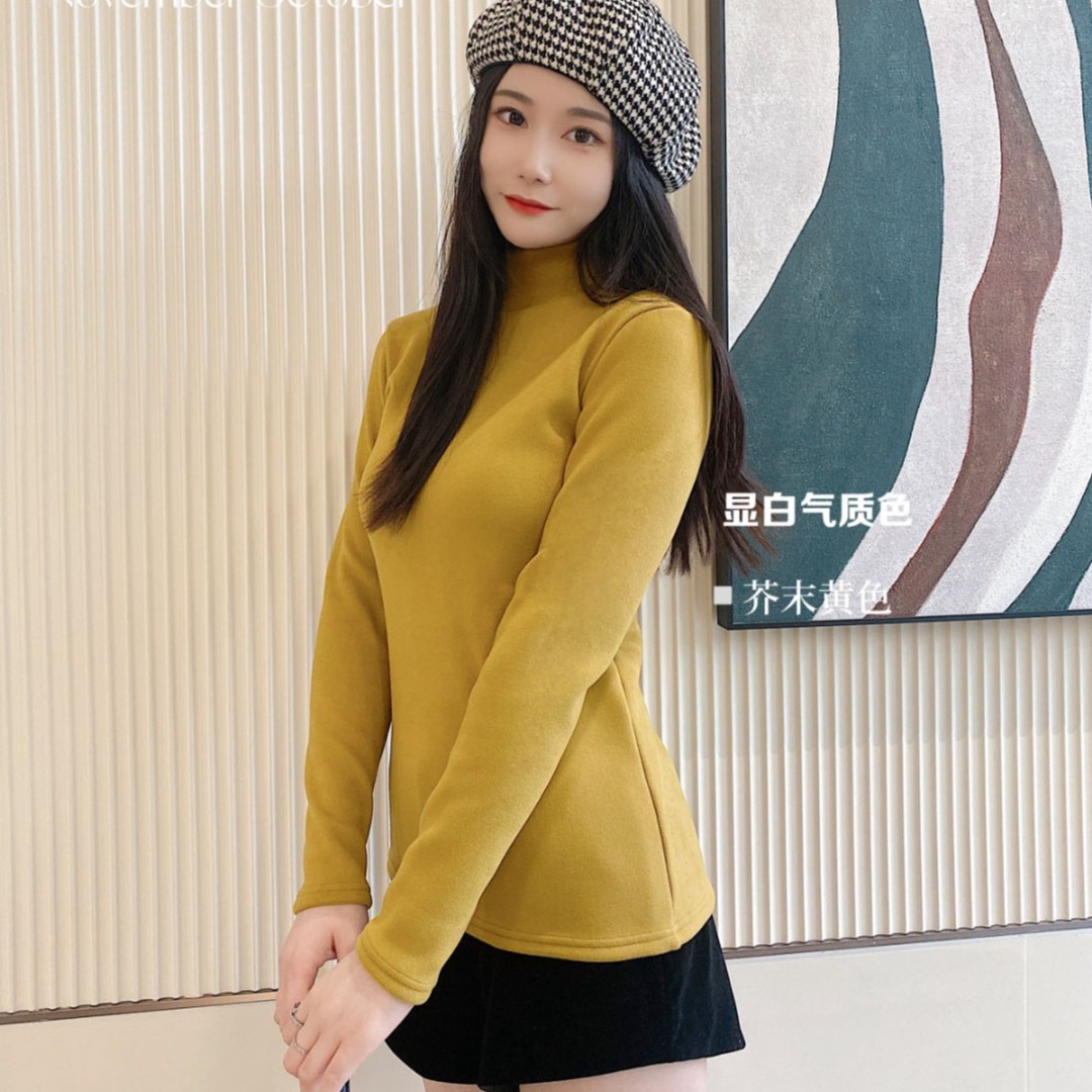 女款德绒复合奥利绒时尚保暖加厚秋冬百搭圆领春秋冬季加绒上衣