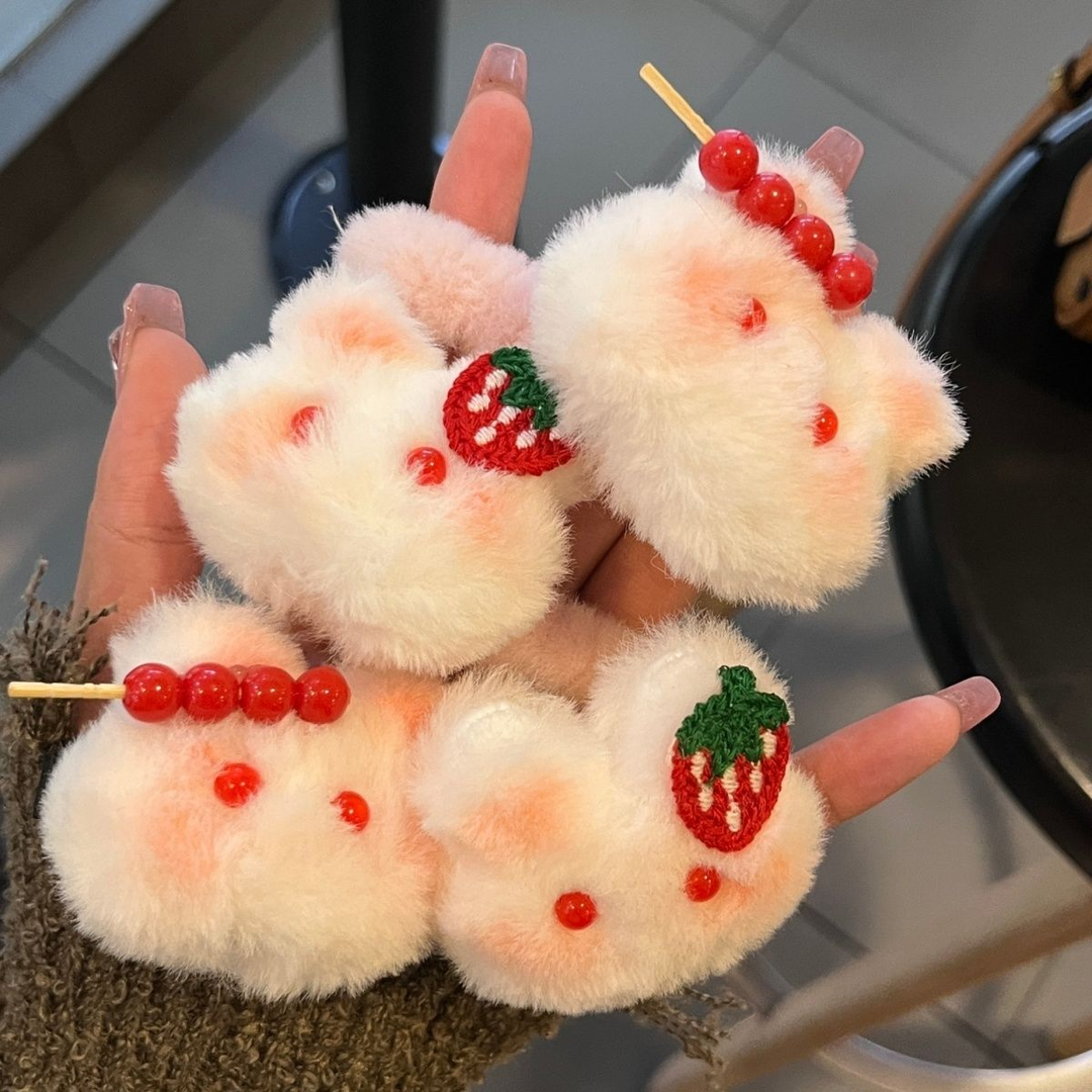 新年毛球冰糖葫芦小兔毛茸茸发圈少女可爱腮红兔发绳学生马尾甜美