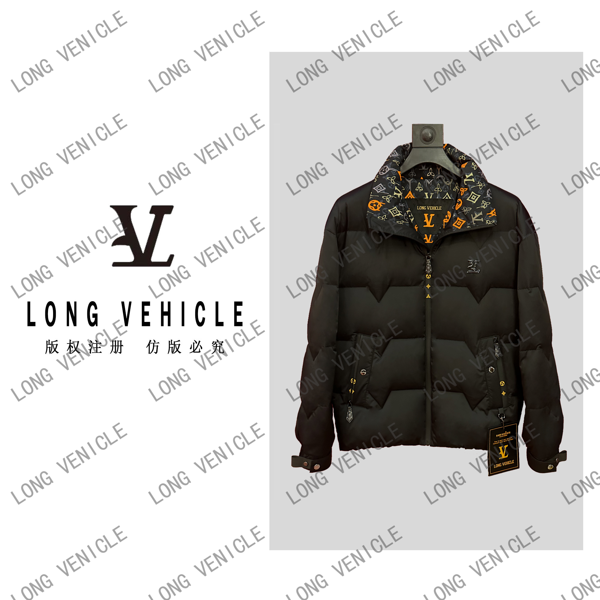 【YG服饰】23冬季新品走秀款白鸭绒字母款羽绒服连帽立领款