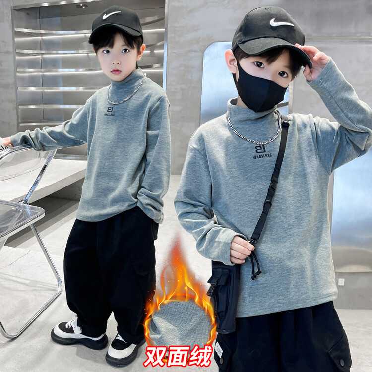 男童加绒打底衫秋冬装2023新款儿童保暖卫衣 BM835