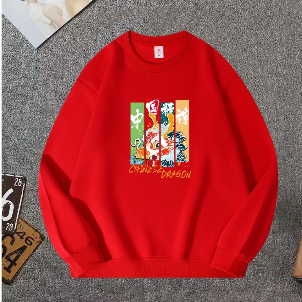 简妮莎重磅华棉银狐绒圆领卫衣宽松百搭男女同款百搭-中国精神