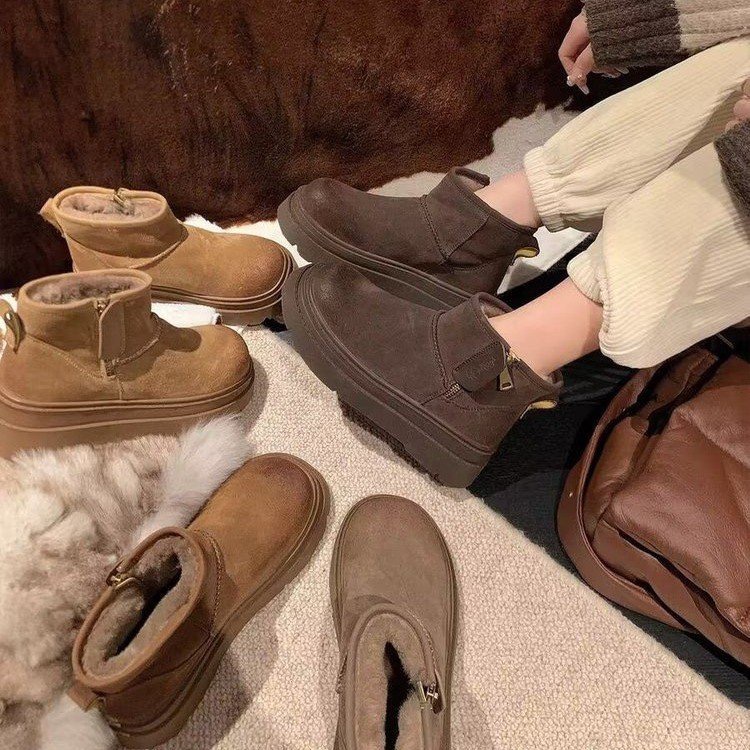 冬季新款雪地靴女皮毛一体时尚百搭厚底保暖休闲鞋A98