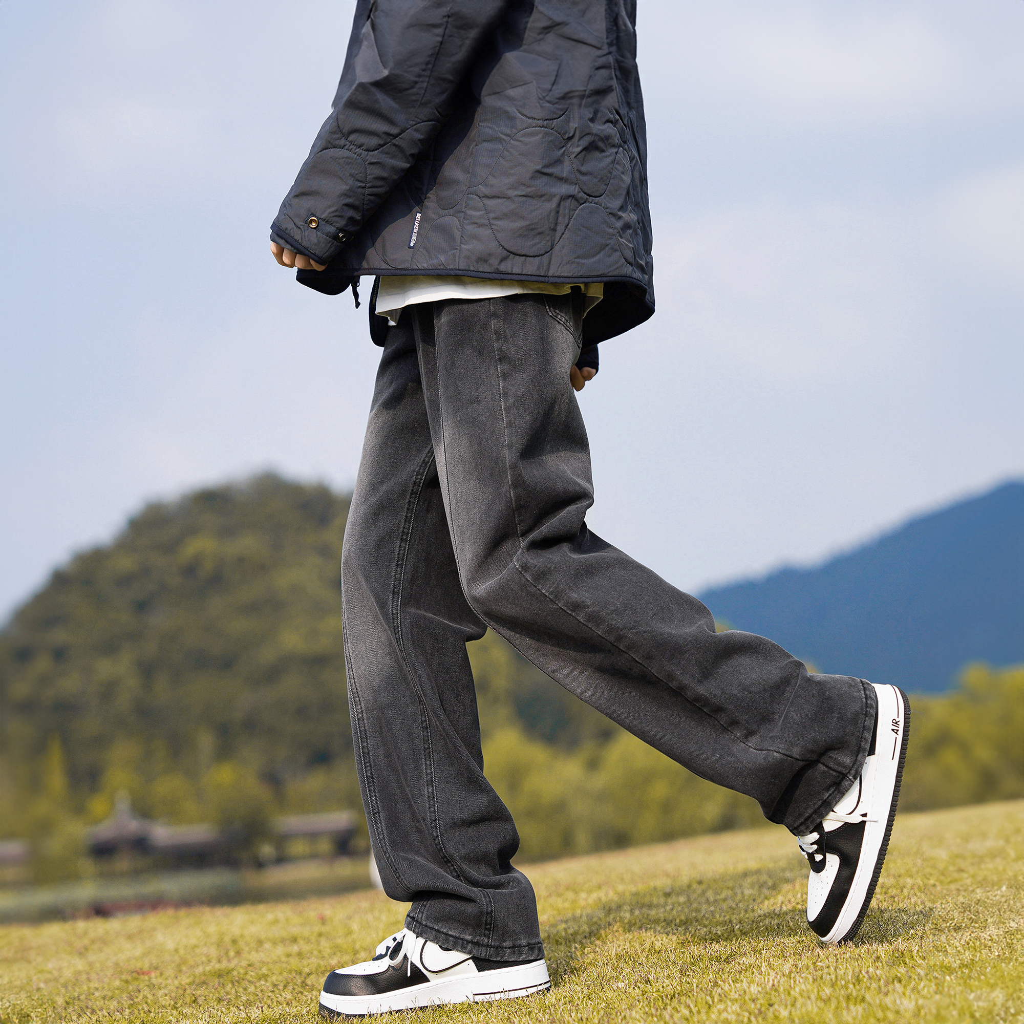 【ARTSMAN】水洗做旧牛仔裤男秋冬款美式高街男生宽松直筒拖地长裤