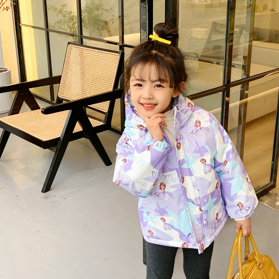 小菲特冬季新款女童中小童加厚儿童卡通小公主棉衣外套QZYD24864