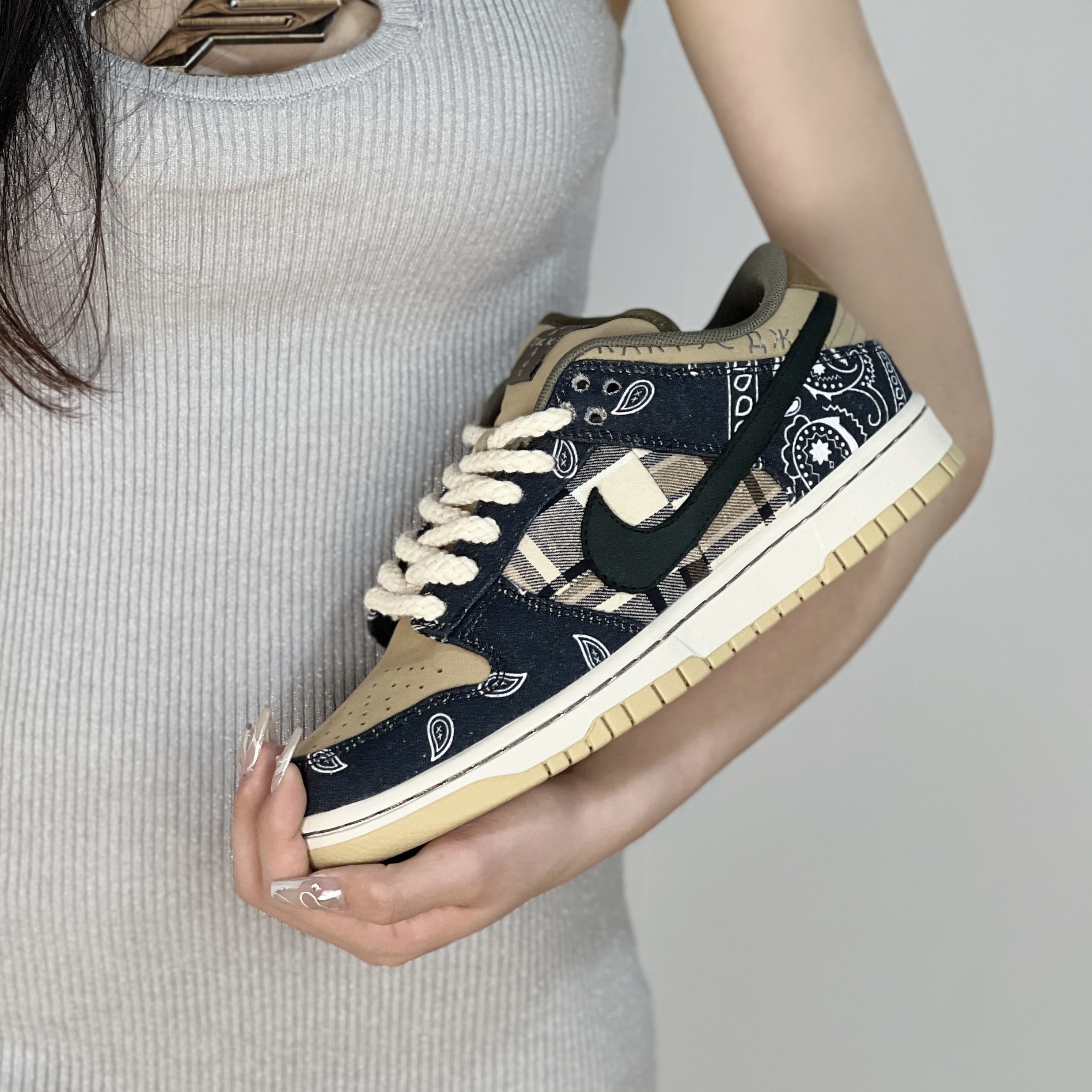 NIKE/耐克 DUNK LOW RETRO腰果花复古潮流运动休闲鞋【球鞋定制】
