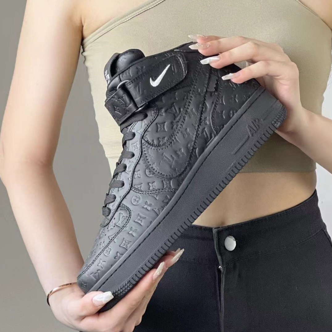 NIKE/耐克 AF1 空军一号全黑高帮爆款加厚潮流男女鞋【球鞋定制】