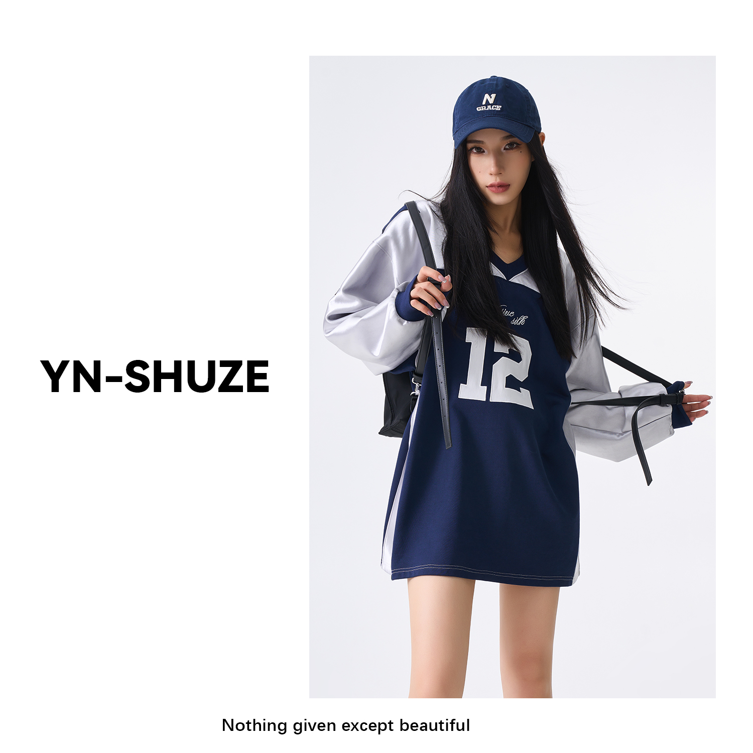 YN-SHUZE‘热力感’设计师款拼色数字卫衣短外套YNC-78936