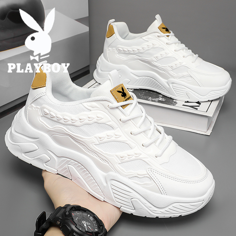 PLAYBOY老爹鞋男款冬季厚底小白鞋秋天透气运动鞋男增高老爹潮鞋
