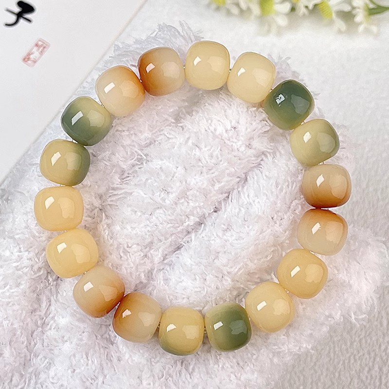 柠檬向日葵高密白玉菩提根手串女正品盘玩绕指柔高颜值学生党手串