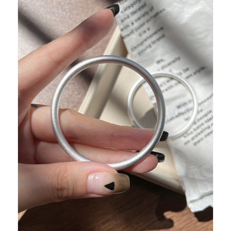 实心手环足银999古法磨砂传承闭口银镯子七夕礼物银手镯