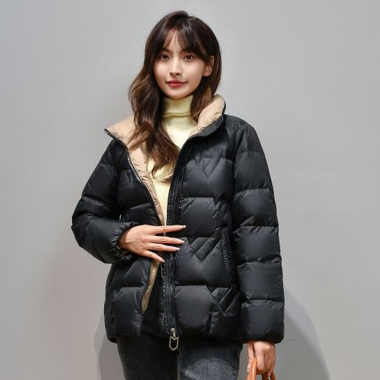 反季白鸭绒女短款时尚保暖立领女士相色款秋冬季宽松加厚外套百搭