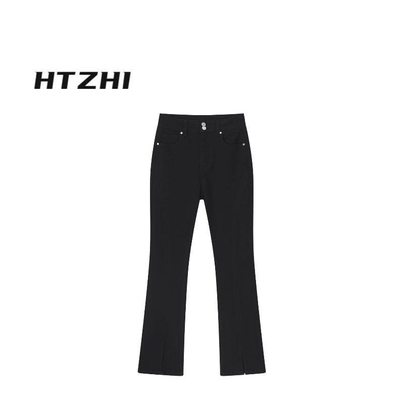 MOVNSENR【宝藏衣橱】美式高街黑色微喇叭裤 GJ756