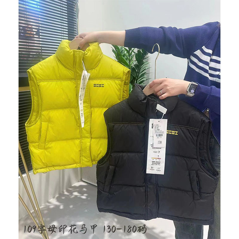 线下499！聚（亲子装）1521 两色印花字母洋气立领亲子羽绒马甲