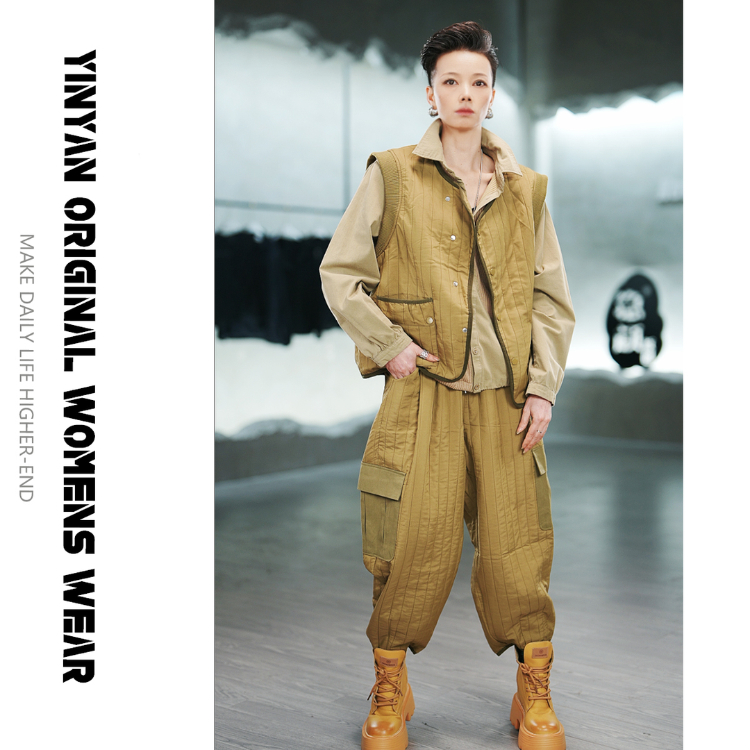 【三姐原创】2023秋冬新款欧货轻薄款时尚马夹两件套套装女设计感