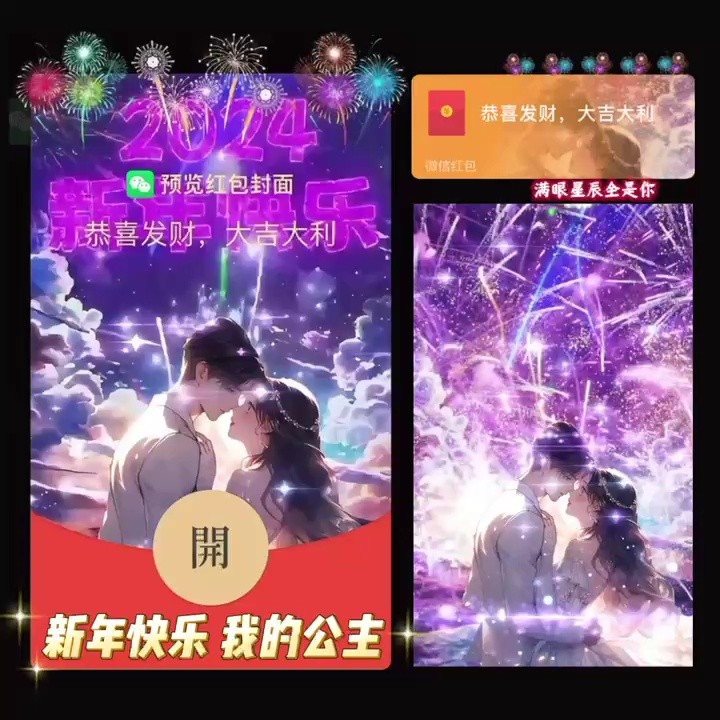 【新品】红包封面新年快乐我的公主/动态声乐/新款设计服务//