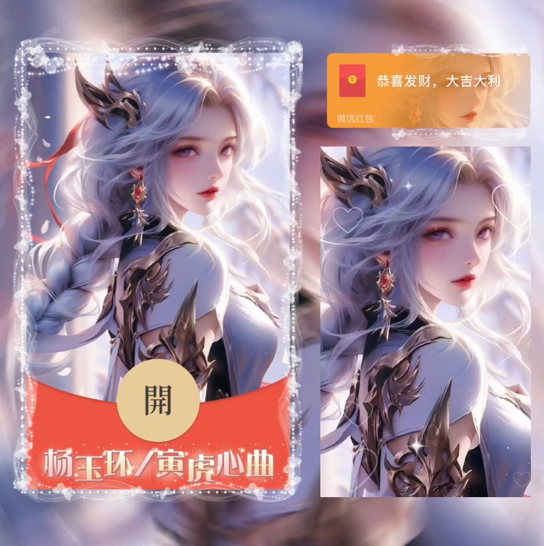 2024新年款红包封面创意杨玉环寅虎心曲皮肤带声音新年设计服务