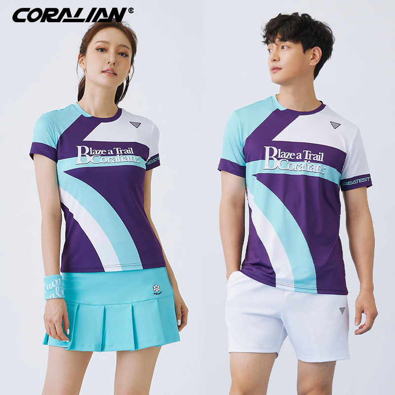 可莱安羽毛球服女套装2023新款韩国透气速干短袖男上衣时尚运动服